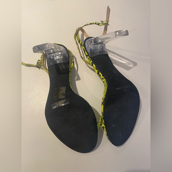 Serpentine neon green snake clear heel stiletto US 6.5 - Picture 3 of 6